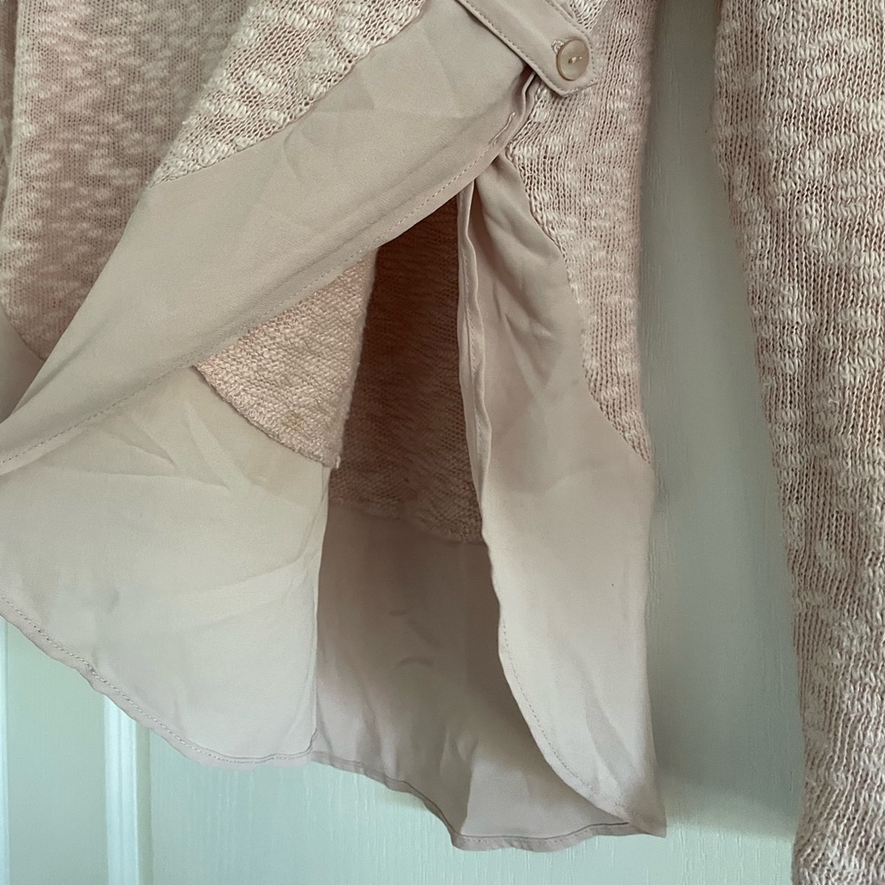 ANTHROPOLOGIE Deletta Blush Baby Pink Cotton Chiffon Trim Frayed Top - Picture 3 of 6